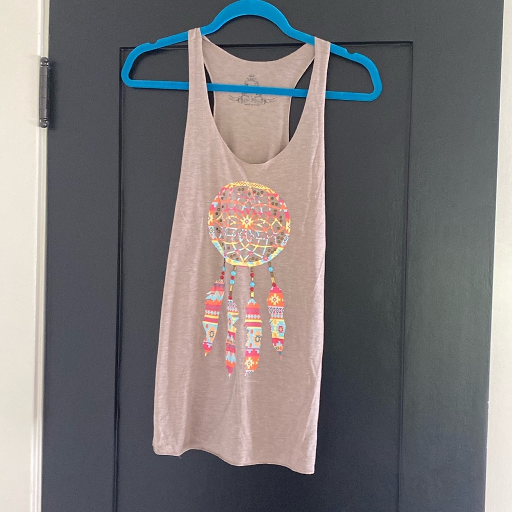 Women’s Bear Dance Flowy Racer Back Grey Tank Sz M